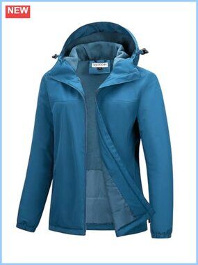 Women's Waterproof Fleece Lined Rain Jacket Hooded Winter Ski Coat